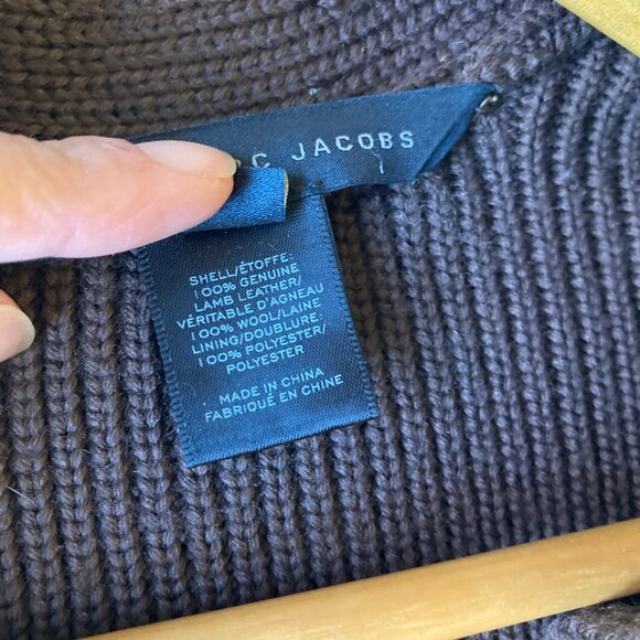 Marc Jacobs Metallic Genuine Lamb Leather Wool Cardigan Jacket - Picture 13 of 16